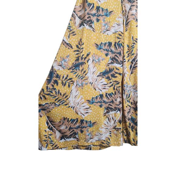 Le Salty Label Wide Leg Havana Pants Women's XS Yellow Floral Zipper Pull On Vac - Picture 5 of 14